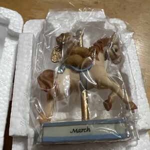 Cherished Teddies Monthly Birthstone Carousel Figurine - March NIB